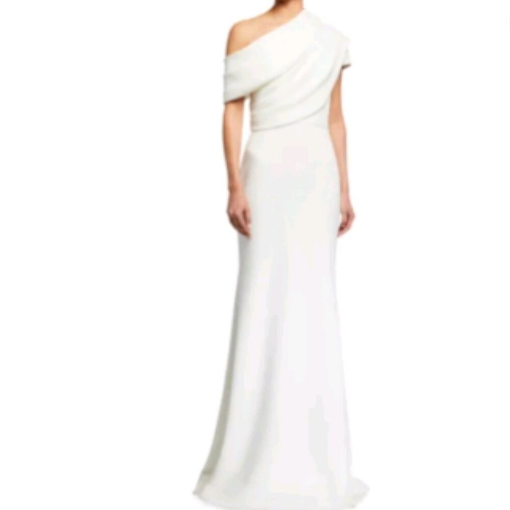 Badgley Mischka One-Shoulder Draped  Gown - Size 0